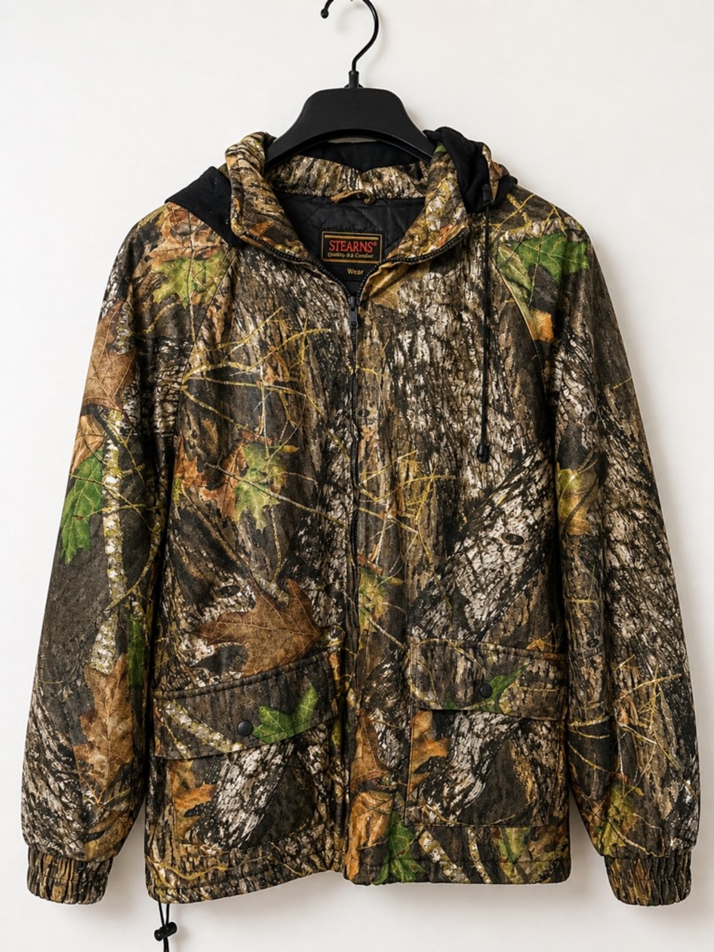 Stearns Dry Wear Mossy Oak Camo Jacket Men’s L 42-44 Hooded Hunting Outdoor Coat